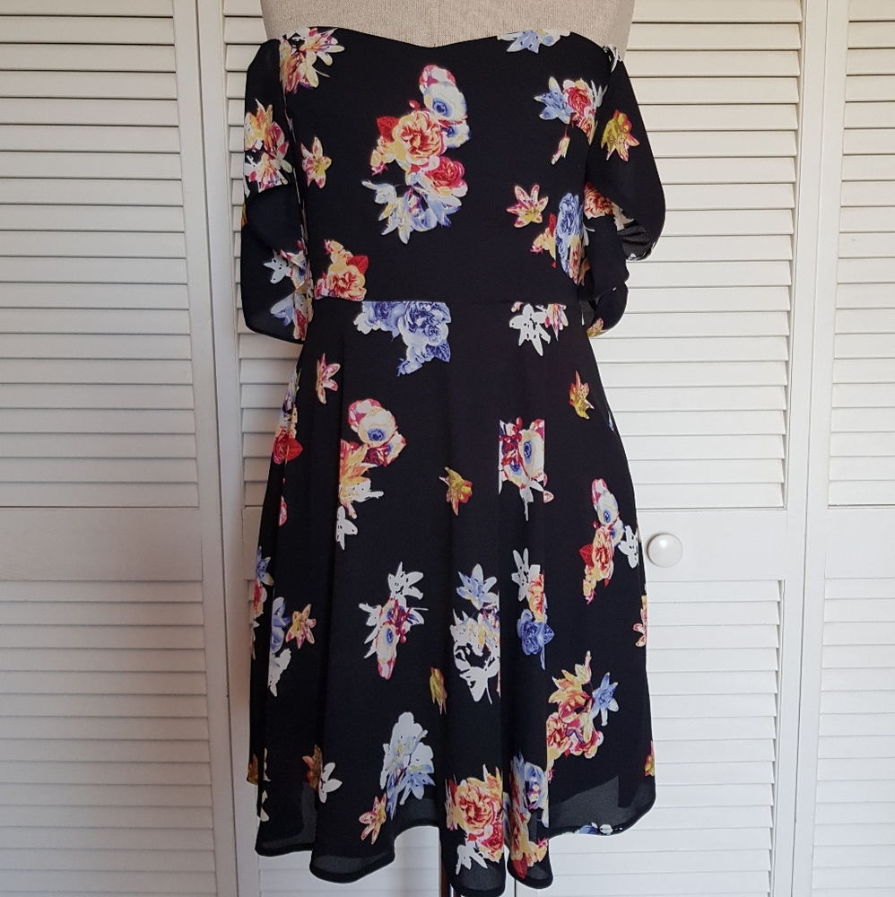 Express Off the Shoulder Fit And Flare Dress